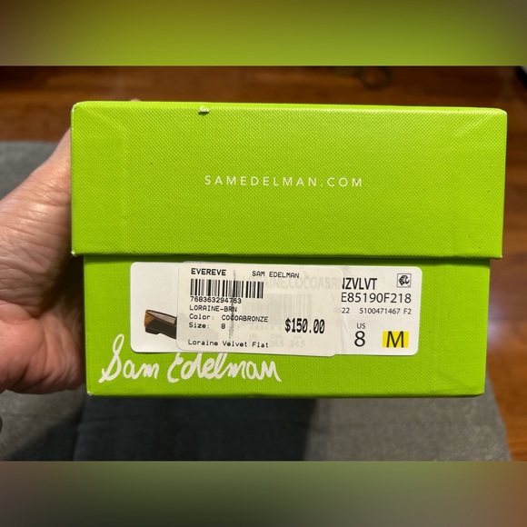 NWT NIB Sam Edelman Loraine Velvet Flat Cocoa Bronze Gold Hardware Size 8 - Picture 9 of 9